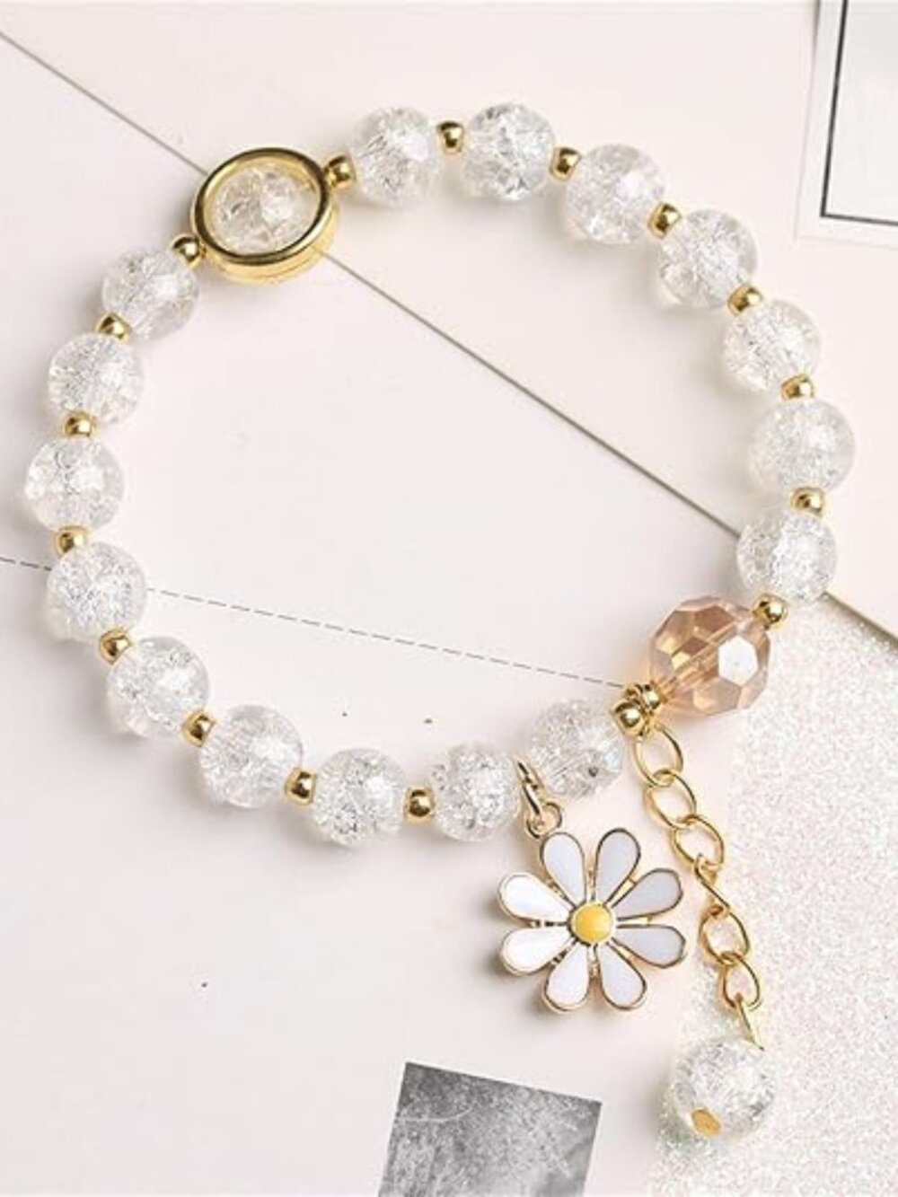 5-Piece Colorful Daisy Flower Charm Bracelet Set